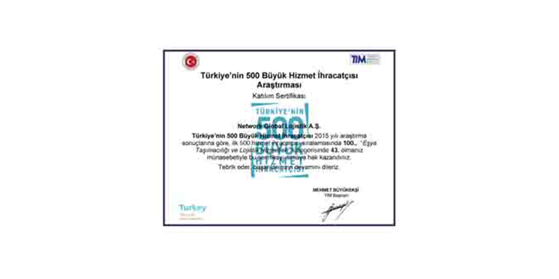 Top 500 Dienstleistungsexporteure der Türkei